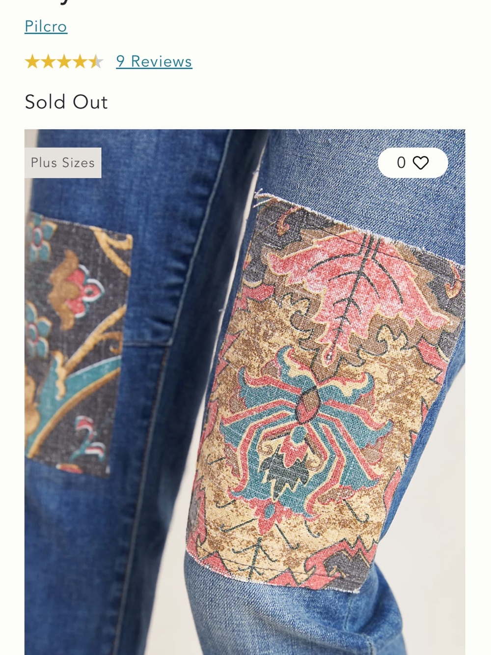Pilcro Blue Boyfriend Jeans with Floral Patchwork Knees - Picture 3 of 8